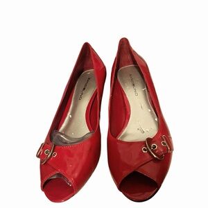 Bandolino Red Patent Peep Toe Heels
